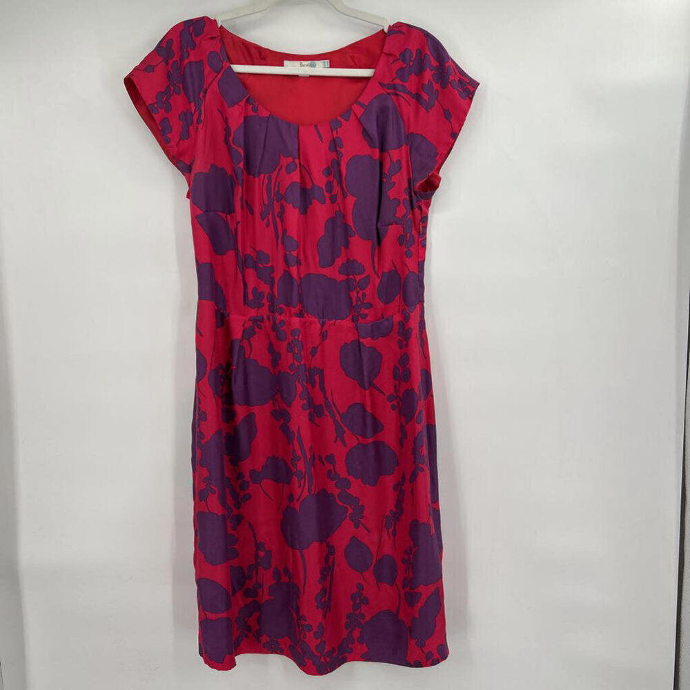 Boden Pink and Purple Floral-Print Cap-Sleeve Dress